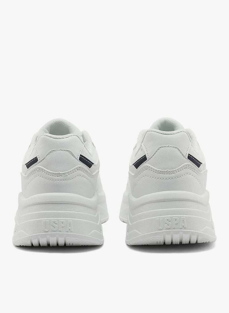 U.S. Polo Assn. white Women's White Low-Top Sneakers - Chunky Outsole With Foam Padding, Minimalist Lace-Up Design for Women | Best Price UAE